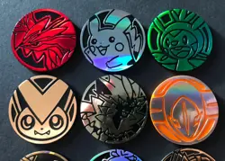 10 X Pokemon Coins Coin Tokens Shiny Pikachu Alolan Raichu Groudon Victini - Image 3