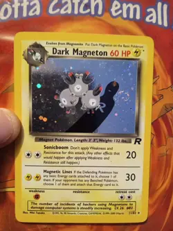 Pokemon Dark Magneton TCG Holo Rare Card 11/82 Unlimited LP/NM Swirl - Image 1