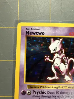 Pokemon Mewtwo TCG Base Set Holo Shadowless Rare Card 10/102 - Image 2