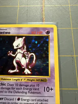Pokemon Mewtwo TCG Base Set Holo Shadowless Rare Card 10/102 - Image 3