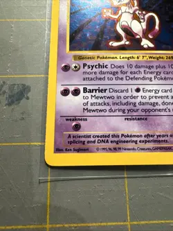 Pokemon Mewtwo TCG Base Set Holo Shadowless Rare Card 10/102 - Image 5