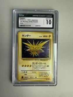 CGC 10 GEM MINT Zapdos Japanese Fossil 145 Holo Pokemon Card - Image 1