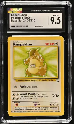 CGC 9.5 MINT+ Kangaskhan 2000 Base Set 2 26/130 Pokemon Card - Image 1