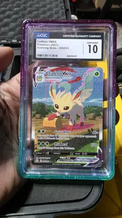 CGC 10 Leafeon VMAX 205/203 Alt Art Evolving Skies Pokemon TCG - Image 1