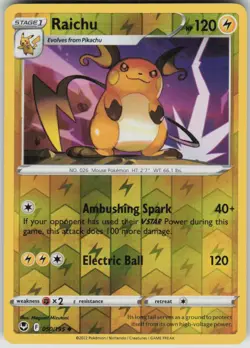 Pokemon Raichu Uncommon SWSH12: Silver Tempest 050/195 NM - Image 1