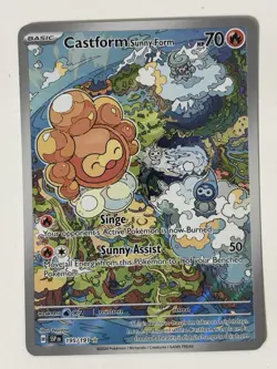 Pokemon TCG Castform Sunny Form 195/191 Illustration Rare Surging Sparks Holo - Image 1