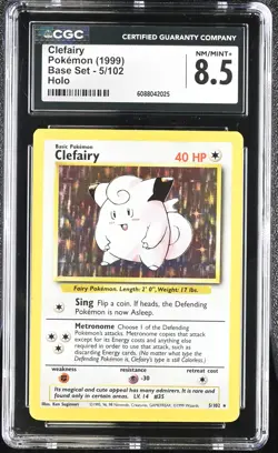 CGC 8.5 Clefairy 1999 Base Set 5/102 Holo Pokemon Card - Image 1