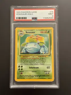 1999 POKEMON VENUSAUR HOLO BASE SET UNLIMITED 15 PSA 9 - Image 1