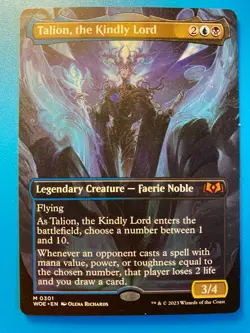 MTG 1x BORDERLESS Talion, the Kindly Lord 301 Wilds of Eldraine Magic Card x1 NM - Image 1