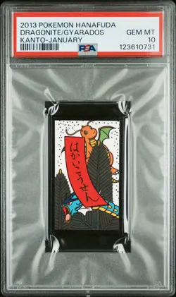 2013 POKEMON HANAFUDA KANTO JANUARY DRAGONITE/GYARADOS PSA 10 - Image 1