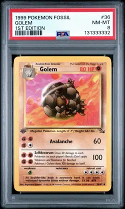 1999 Pokemon 1st Edition Fossil Golem | PSA 8 - Image 1