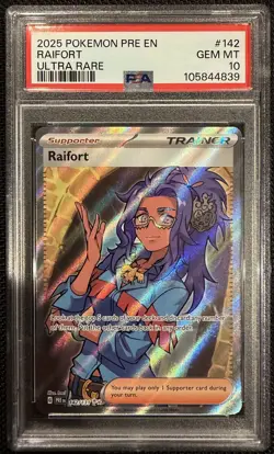 PSA 10 2025 Pokemon PRE EN Raifort Ultra Rare #142 GEM MINT - Image 1