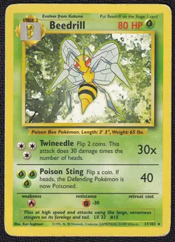 Pokemon Beedrill 17/102 Non-Holo Rare Base Set - Image 1