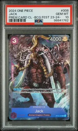 One Piece psa 10 jack st04-008 bandai fest promo card game english eng - Image 1