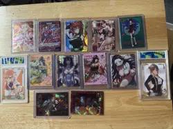 Anime Waifu, UR Beauty, TCG Foil 13 Card Lot Demon Slayer, Fairy Tail, 2 Graded - Image 1