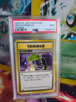 Pokemon Card Erika's Kindness Growlithe Fukano Japanese Gym heroes 1998 PSA 9 - Image 1