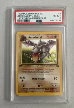 Aerodactyl 1st Edition RARE Prerelease POKEMON Card PSA 8 NM-MT FOSSIL Holo 1/62 - Image 1
