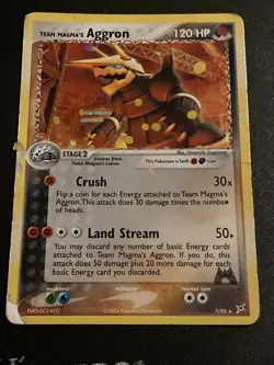 Dmged Team Magma's Aggron 7/95 Holo Rare Pokemon Card TCG Played But Good - Image 1