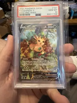 2021 Pokemon SWSH Evolving Skies Leafeon V 167/203 PSA 10 Gem Mint Alt Art - Image 1