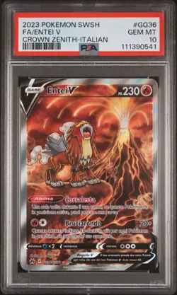 pokemon entei v psa 10 gg36/gg70 zenit regale ITA crown zenith full art mint - Image 1