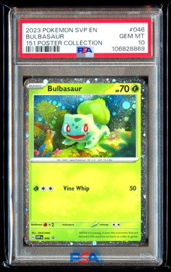 2023 POKEMON SVP EN-SV BLACK STAR PROMO 151 POSTER COLL #046 BULBASAUR PSA 10 - Image 1