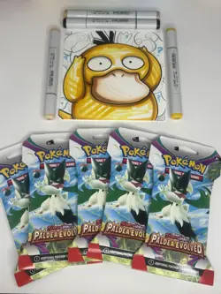 Lot of 5- Pokemon TCG - Paldea Evolved Sealed Sleeved Booster Packs + BONUS - Image 2