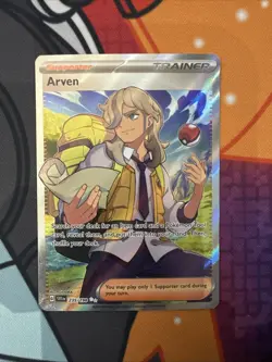 Pokemon TCG Scarlet & Violet Arven Trainer Full Art Ultra Rare Holo Card 235/198 - Image 1