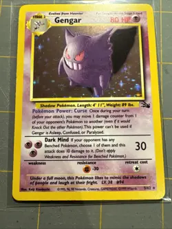 Pokemon TCG Gengar Fossil Holo Card 5/62 Unlimited Rare - Image 1