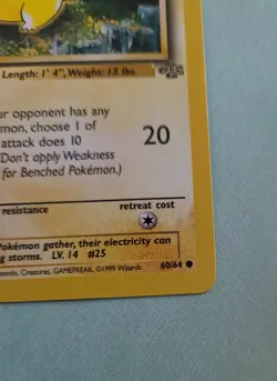Pokemon Vintage 1st Edition Pikachu 60/64 Never Played Mint Condition - Image 4