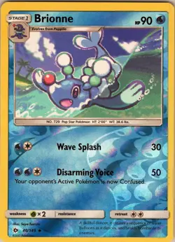 Brionne 40/149 Uncommon - Pokemon TCG Sun & Moon Base Set - Reverse Holo (NM) - Image 1