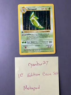 Metapod 54/102 1st Edition Shadowless Base Set Pokemon TCG Near Mint - Image 1