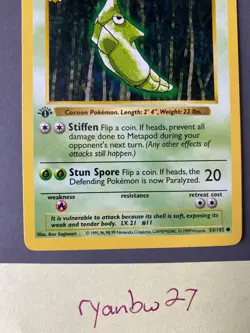 Metapod 54/102 1st Edition Shadowless Base Set Pokemon TCG Near Mint - Image 2