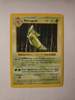 1999 Pokemon Vintage 1st Edition Metapod 54/102 Base Set Shadowless - Image 1