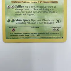 Metapod 54/102 1st Edition Pokemon Base Set Shadowless - Image 2