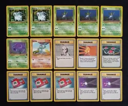 Lot Of 15 Vintage Pokemon Cards W Jungle BSU Regular Finish Commons Trainers MP - Image 1