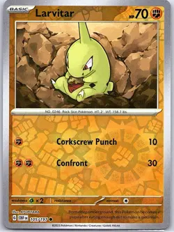 Larvitar 105/197 Reverse Holo SV03: Obsidian Flames - Pokemon Card - NM - Image 1
