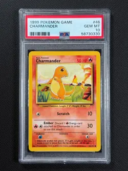 Pokemon Card Charmander 46/102 Regular PSA 10 WOTC Base Set GEM MINT - Image 1