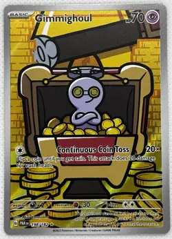 Pokemon TCG Paradox Rift Gimmighoul IR ENGLISH Holo Card 198/182 MINT PACK FRESH - Image 1