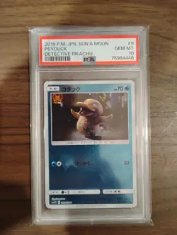 2019 POKEMON JAPANESE SUN & MOON DETECTIVE PIKACHU #9 PSYDUCK PSA 10 - Image 1