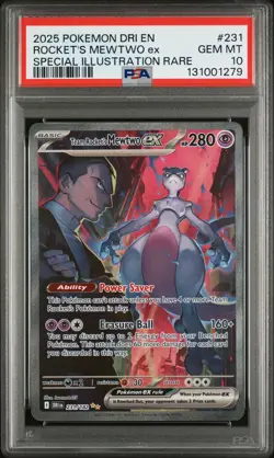 2025 POKEMON DRI EN-DESTINED RIVALS #231 TEAM ROCKET'S MEWTWO EX PSA 10 - Image 1