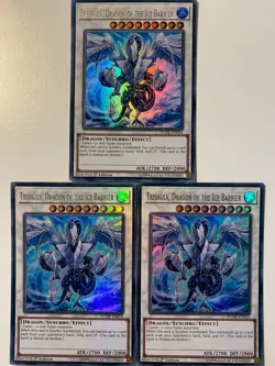 Yugioh Trishula,Dragon Of The Ice Barrier DUDE-EN014 Ultra Rare NM x3 Play Set - Image 1
