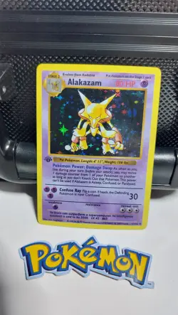 Alakazam 001/102 Pokemon 1st Edition shadowless Base Set 1999 Holo Artcard - Image 1