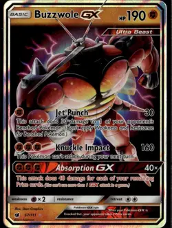 Buzzwole GX Ultra Rare SM - Crimson Invasion 57/111 Fighting Pokemon Card TCG - Image 1