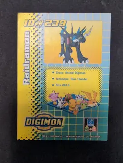 Raidramon DP300 ID #239 1999 Vintage Digimon Card Foil Rare MP - Image 3
