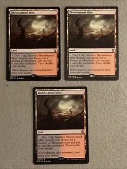 Lot of 3 Bloodstained Mire Magic The Gathering Khans of Tarkir lightly played. - Image 1
