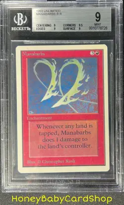 MTG Unlimited Edition 1993 Manabarbs BGS 9.0Q+ (Quad+) MINT Old School 93/94 - Image 1