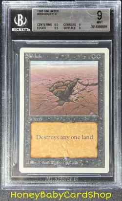 MTG Unlimited Edition 1993 Sinkhole BGS 9.0Q++ (Quad++) MINT Old School 93/94 - Image 1