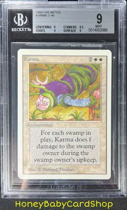 MTG Unlimited Edition 1993 Karma BGS 9.0Q+ (Quad+) MINT Old School 93/94 - Image 1