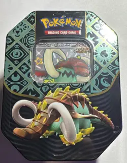 Pokemon Paldean Fates Great Tusk EX Tin (4 Packs) New Sealed English NEW SEALED - Image 1