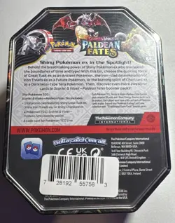 Pokemon Paldean Fates Great Tusk EX Tin (4 Packs) New Sealed English NEW SEALED - Image 2